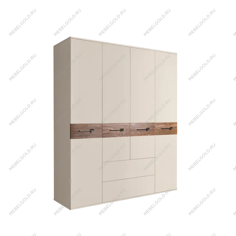 Шкаф 4-х дверный с ящиками, Bogemia Wood Wo (Слоновая кость/Хром) БМШ2/41(Wo)