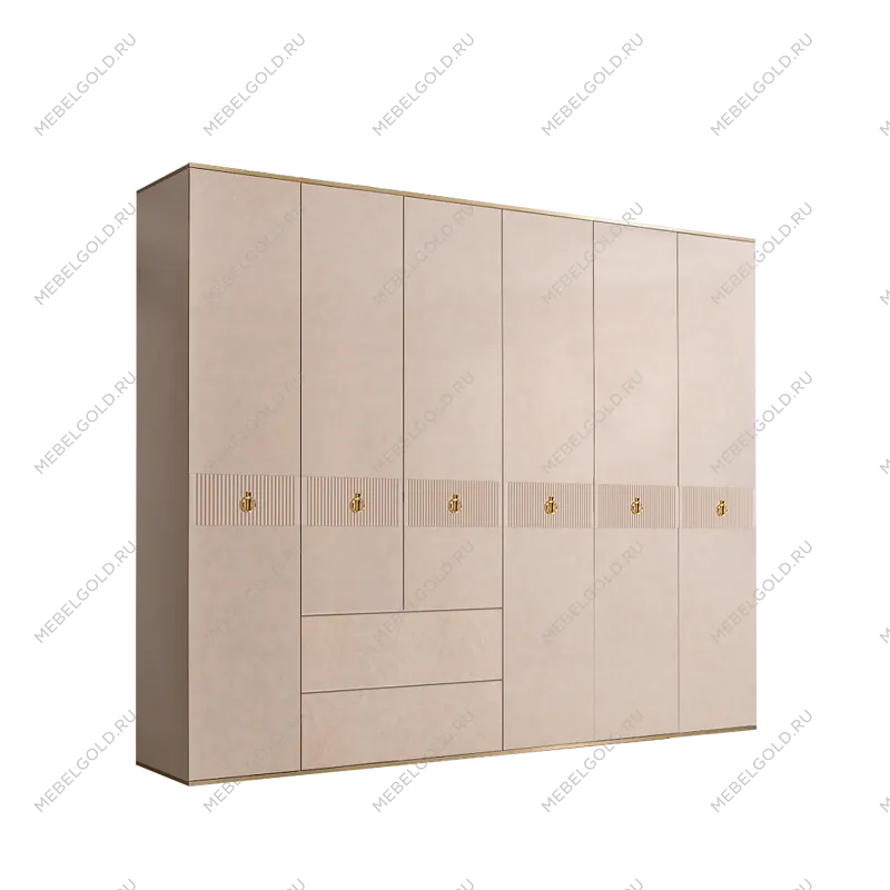 Шкаф 6-ти дверный с ящиками Римини СОЛО (Латте/Золото) РМШ2/61(s)