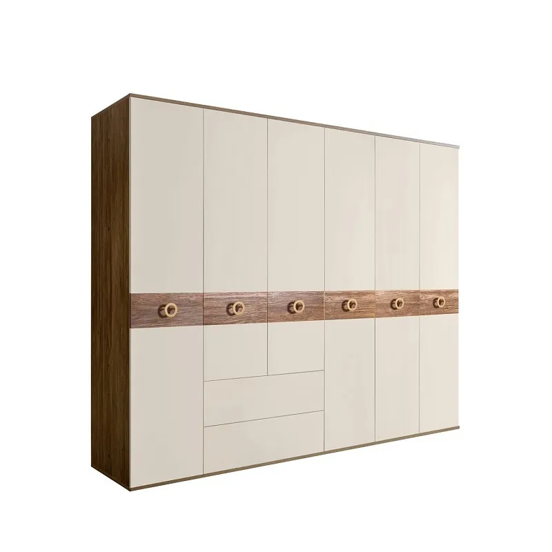 Шкаф 6-ти дверный с ящиками, Bogemia Woodline Wood Fi (Слоновая кость/Золото) БМШ2/61(Wo)