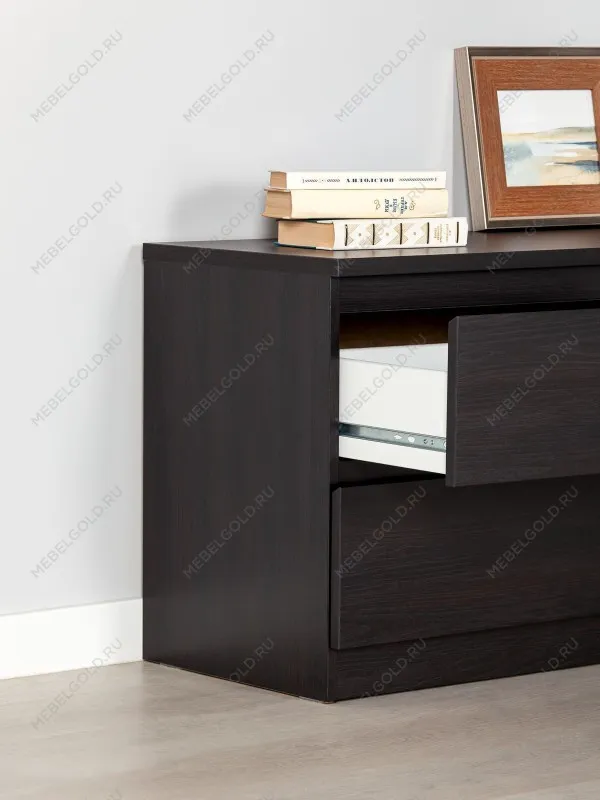 Тумба для ТВ Кастор, 4 ящика, 130х40х54 см, черная, дуб венге | изображение 5