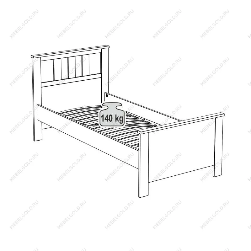 Кровать односпальная Сага, 90х200 см, серая/ясень | изображение 3