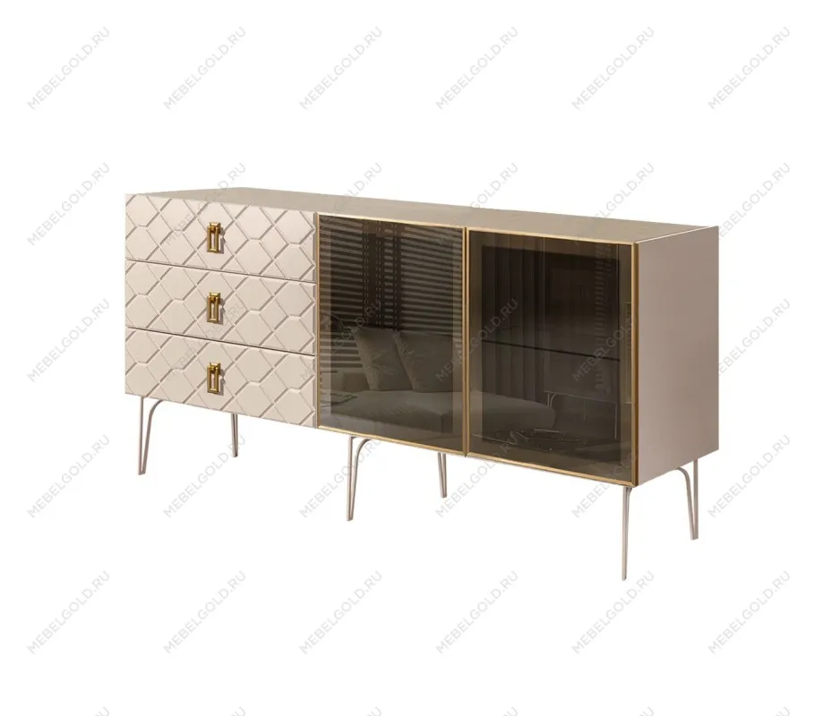 Комод 1.6м Bogemia Farfalle (Ваниль) (Novabuk/Золото) БМКМ-4(Fa)[5]