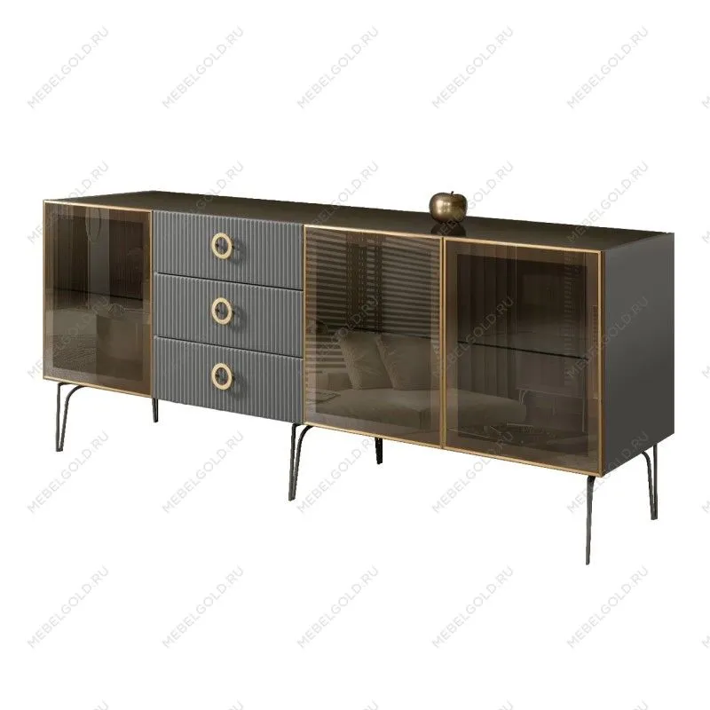 Комод 2.1м Bogemia Fillini (Серый) (Lakobel/Золото) БМКМ-5(Fi)[5]