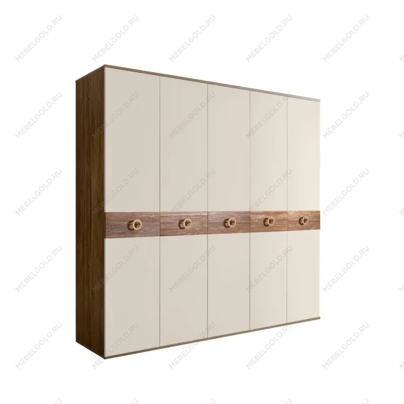 Шкаф 5-ти дв. Bogemia Woodline Wood Fi (Слоновая кость/Золото) БМШ2/5(Wo)