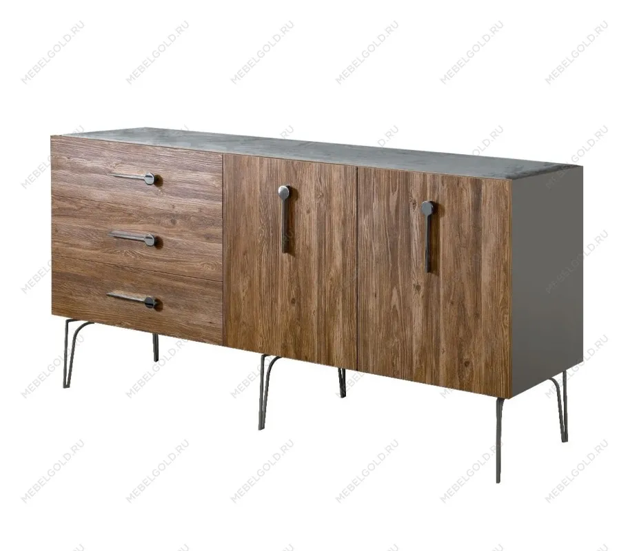 Комод 1.6м Bogemia Wood Wo (Серый) (Novabuk/Хром) БМКМ-4(Wo)