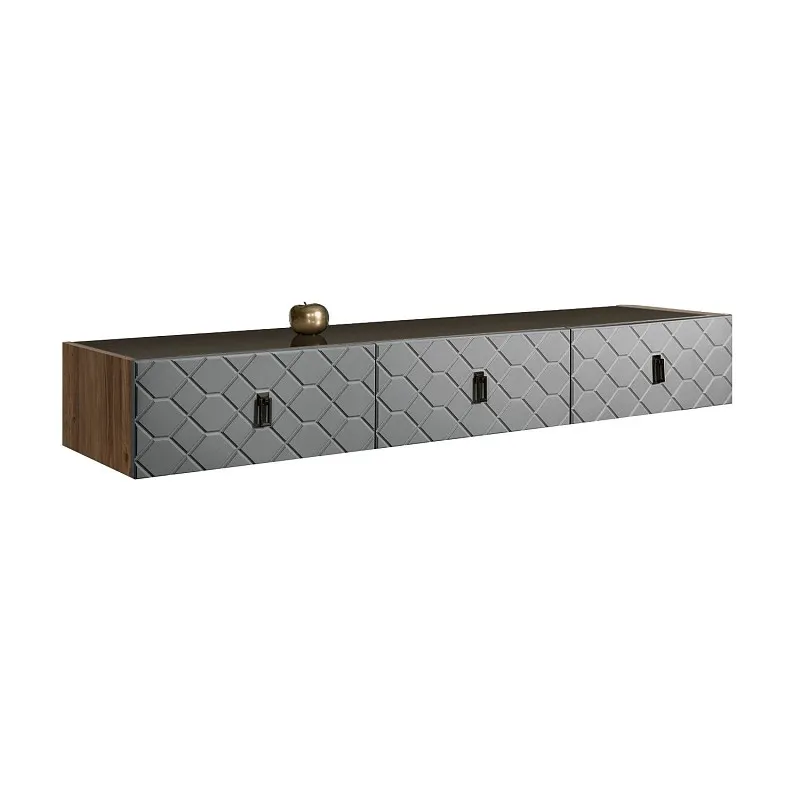 Тумба телевизионная 2.1м Bogemia Woodline Fly Fa (Серый) (Lakobel/Черный) БМТ-2
