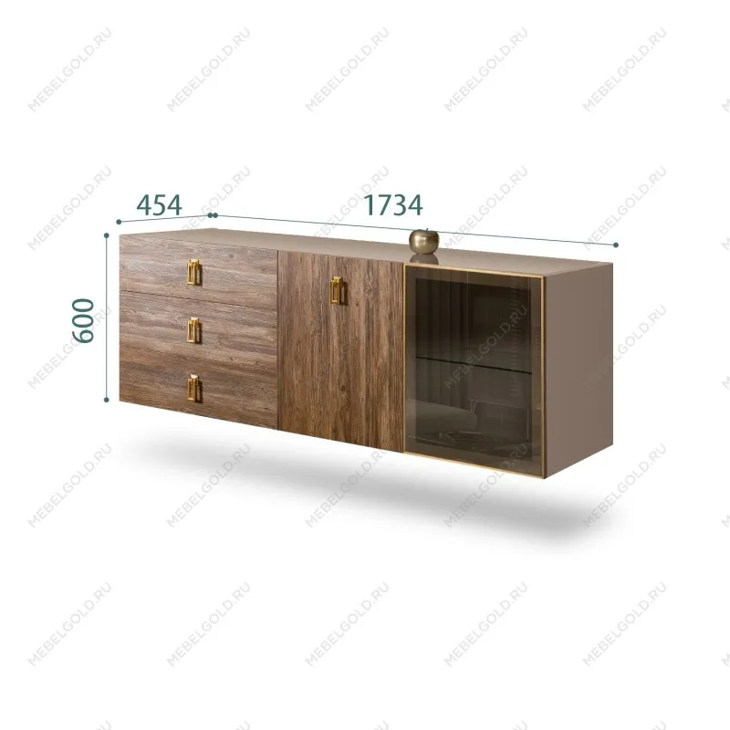 Комод 1.6м Bogemia Fly Wood Fa (Мокка) (Lakobel/Золото) БМКМ-4[5][10]