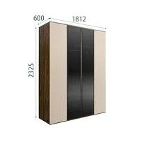 Шкаф 4-х дв. Bogemia Woodline Air (Ваниль/Черный) БМШ2/42(2)