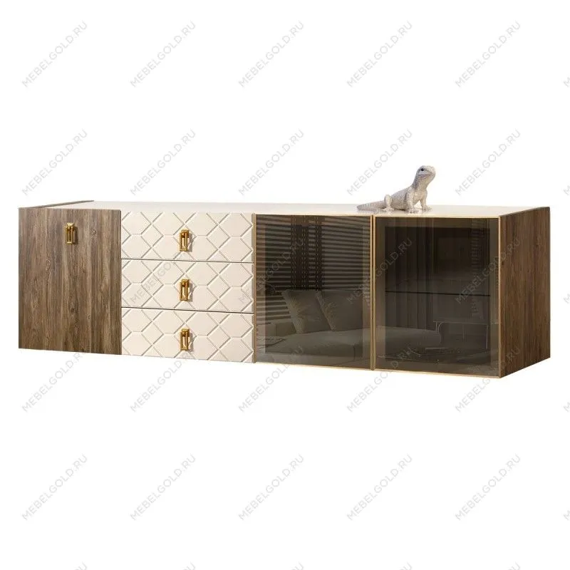 Комод 2.1м Bogemia Woodline Fly Wood Fa (Слоновая кость) (Lakobel/Золото) БМКМ-5[5][10]