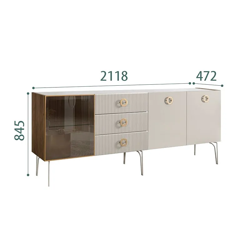 Комод 2.1м Bogemia Woodline Fi (Шелк) (Novabuk/Золото) БМКМ-5[4]