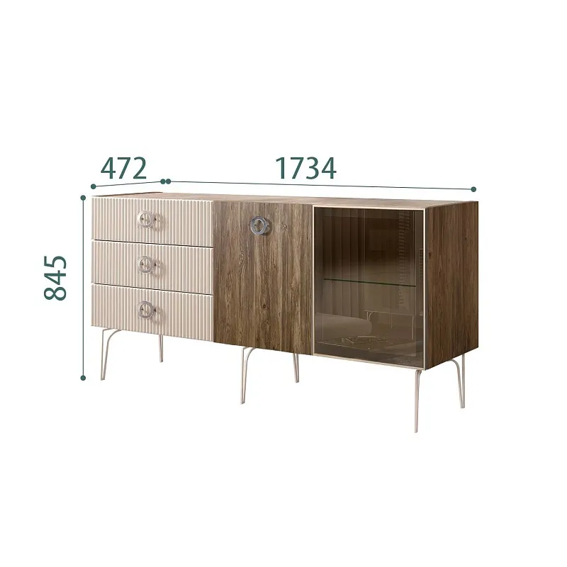 Комод 1.6м Bogemia Woodline Wood Fi (Ваниль) (Novabuk/Хром) БМКМ-4[5][10]
