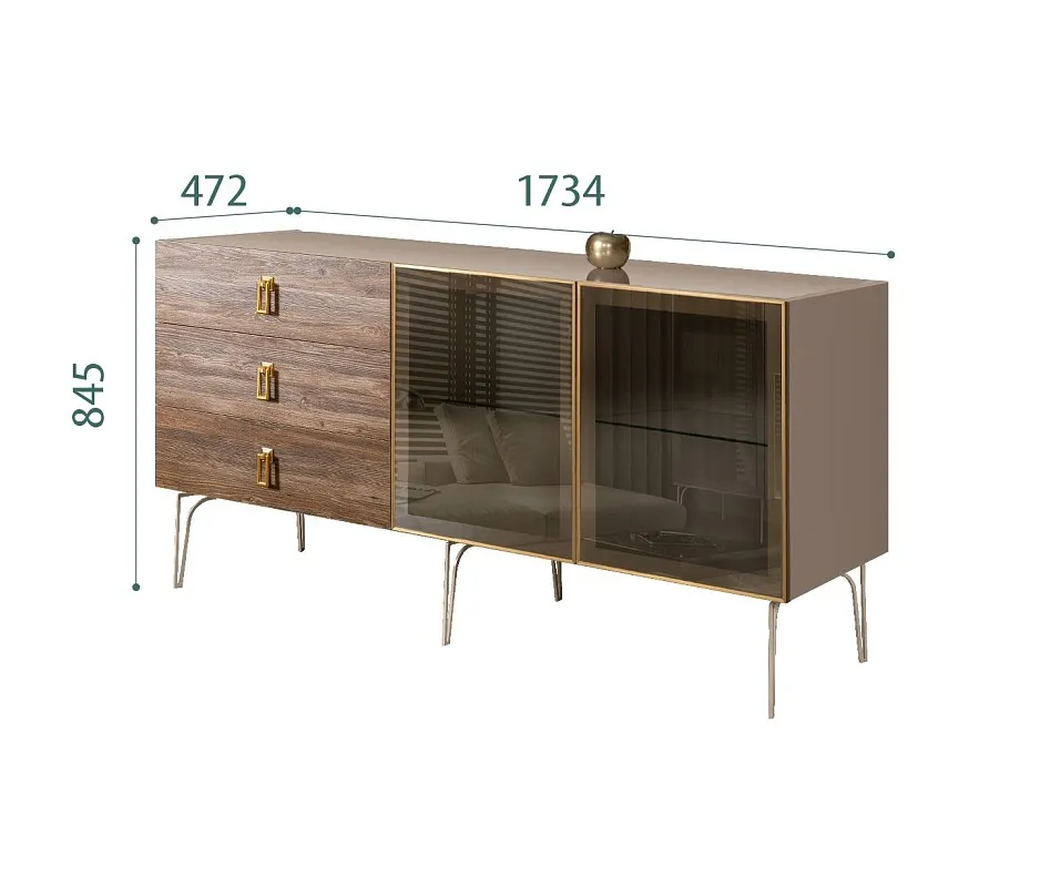 Комод 1.6м Bogemia Wood Fa (Мокка) (Lakobel/Золото) БМКМ-4(Wo)[5]