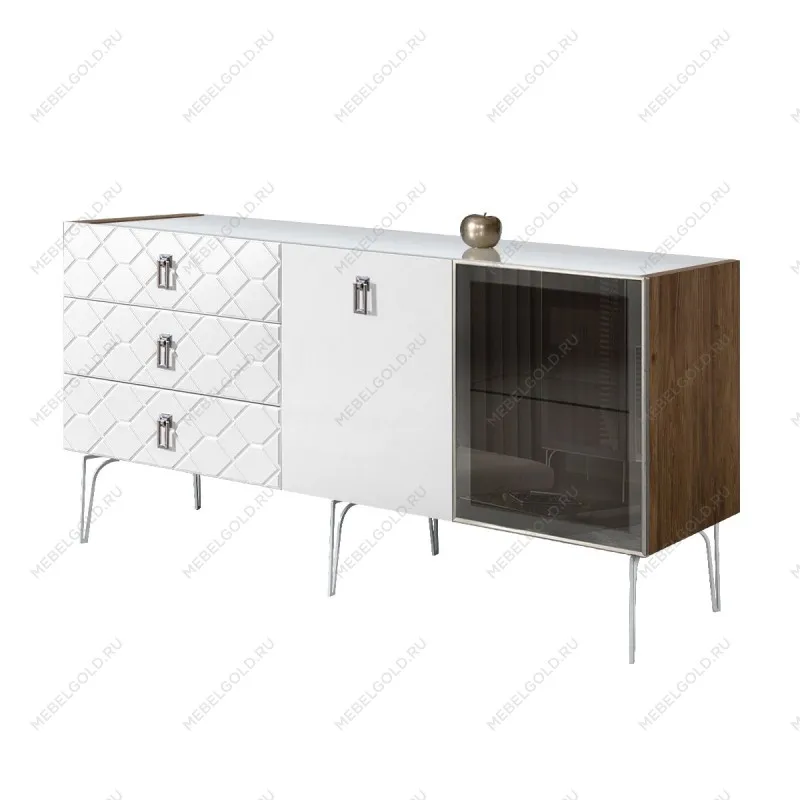 Комод 1.6м Bogemia Woodline Fa (Белый) (Lakobel/Хром) БМКМ-4[5][10]