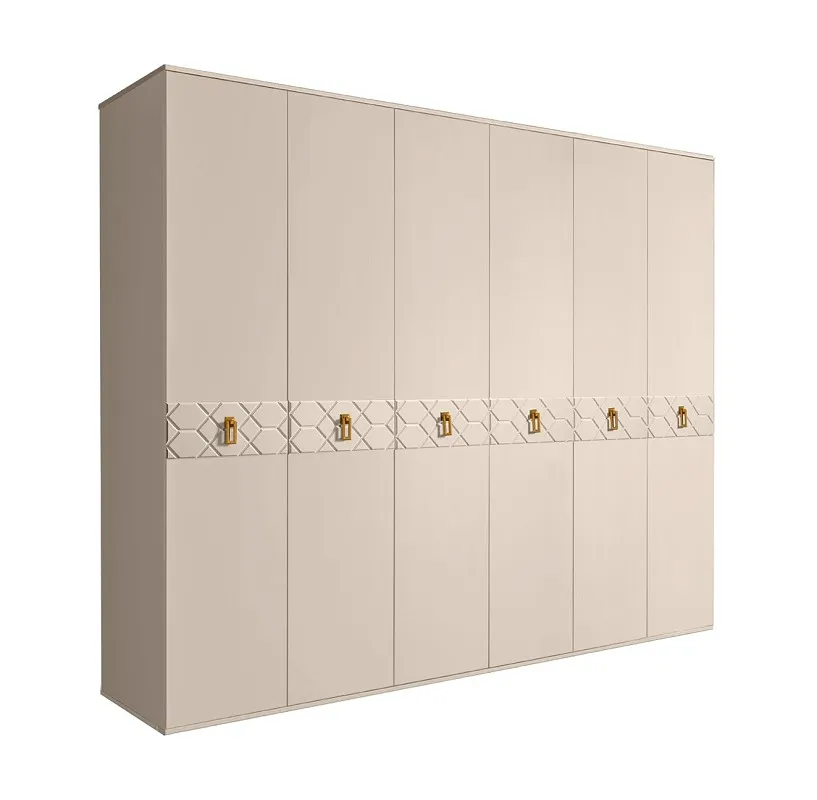 Шкаф 6-ти дв. Bogemia Farfalle (Ваниль/Золото) БМШ2/6(Fa)