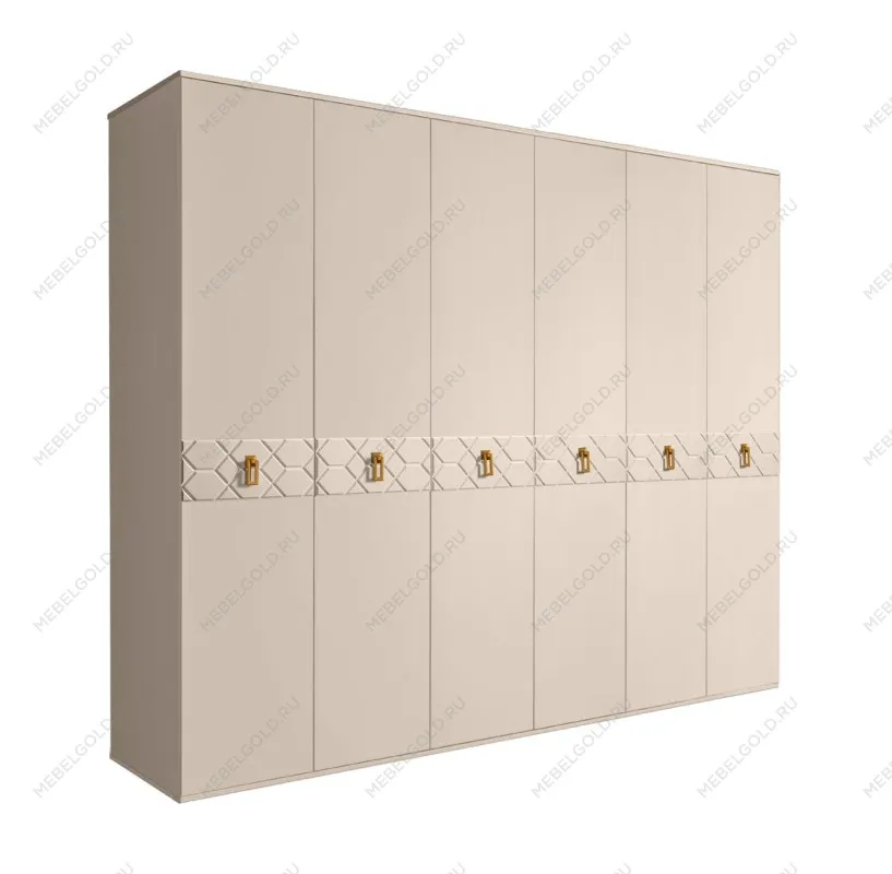 Шкаф 6-ти дв. Bogemia Farfalle (Ваниль/Золото) БМШ2/6(Fa)