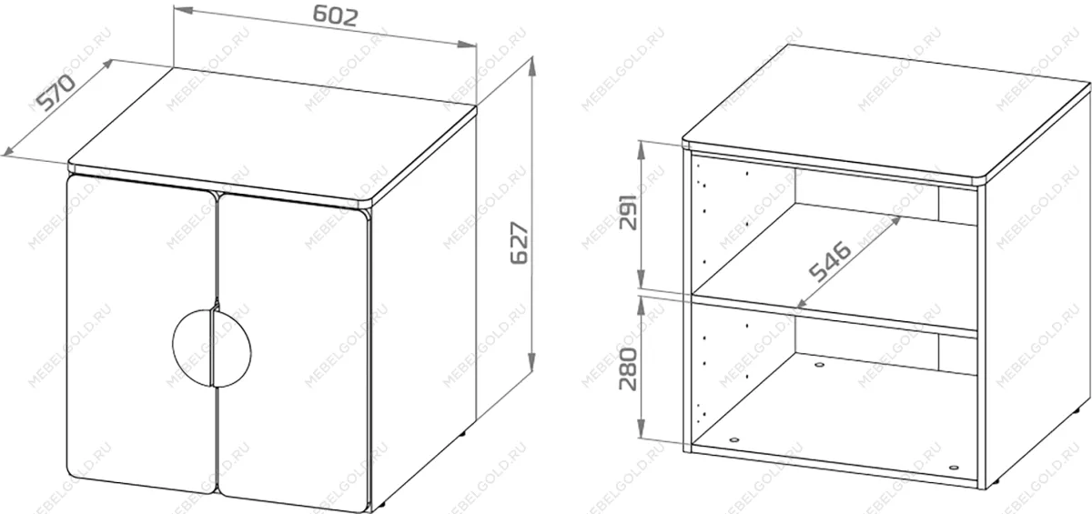 ПИКСИ шкаф распашной с 2 дверьми 60x57x63, робкий подснежник | изображение 3