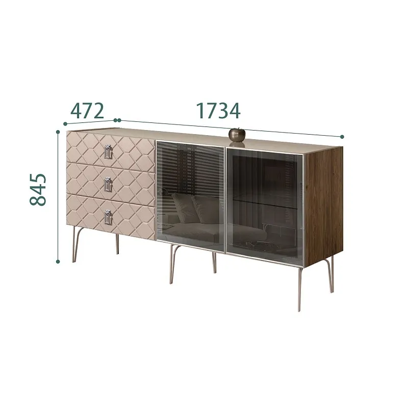 Комод 1.6м Bogemia Woodline Fa (Мокка) (Lakobel/Хром) БМКМ-4[5]
