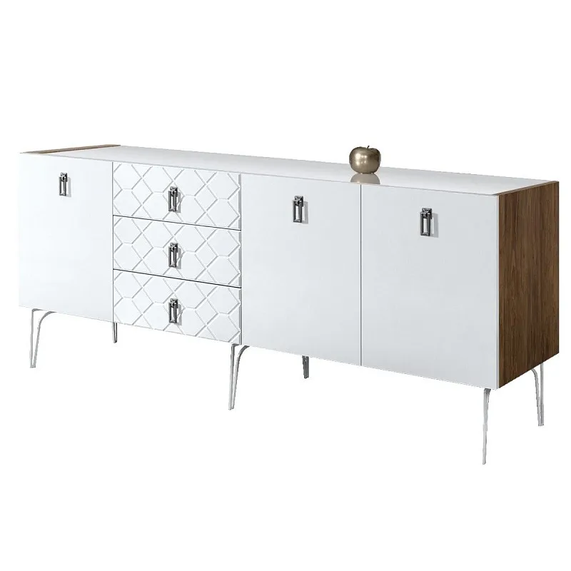 Комод 2.1м Bogemia Woodline Fa (Белый) (Lakobel/Хром) БМКМ-5
