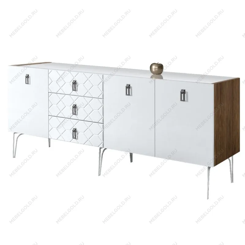 Комод 2.1м Bogemia Woodline Fa (Белый) (Lakobel/Хром) БМКМ-5