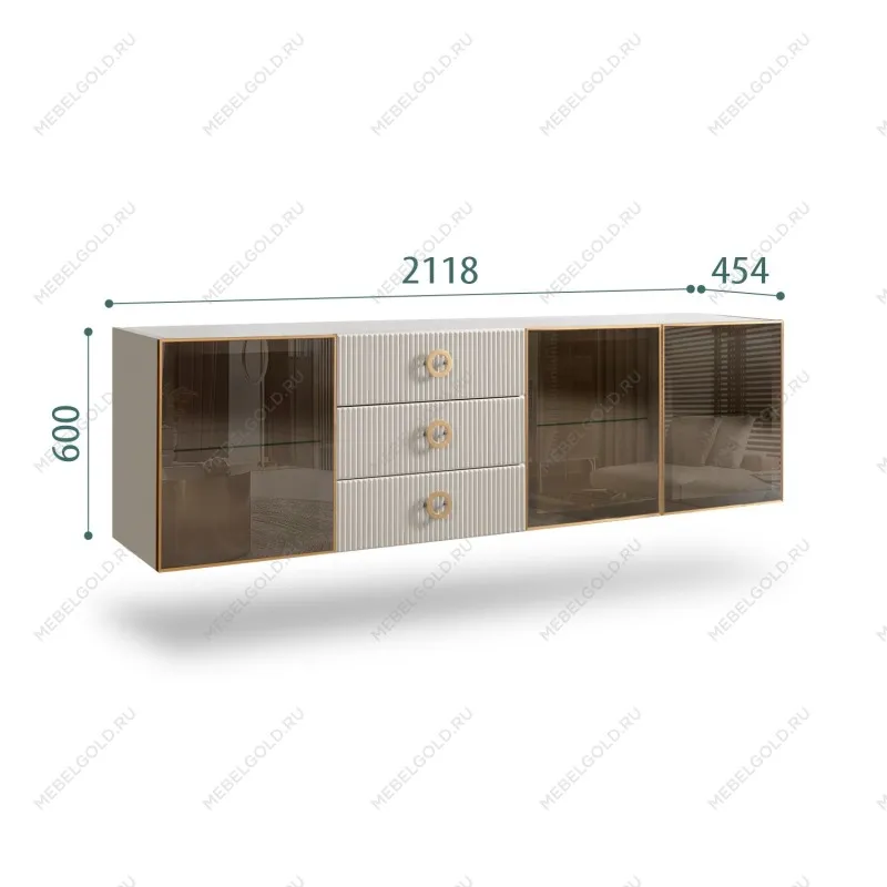 Комод 2.1м Bogemia Fly Fi (Шелк) (Novabuk/Золото) БМКМ-5[5]