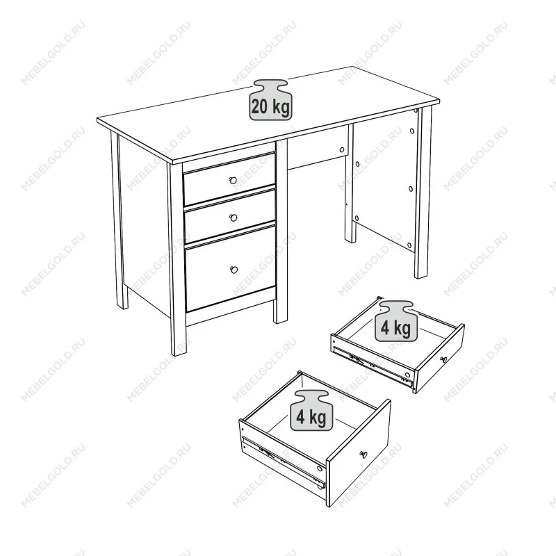 Стол письменный Сага, 120х56, серый/ясень | изображение 13