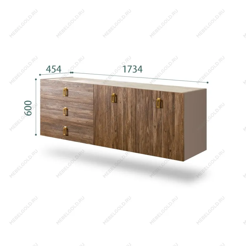 Комод 1.6м Bogemia Fly Wood Fa (Мокка) (Novabuk/Золото) БМКМ-4