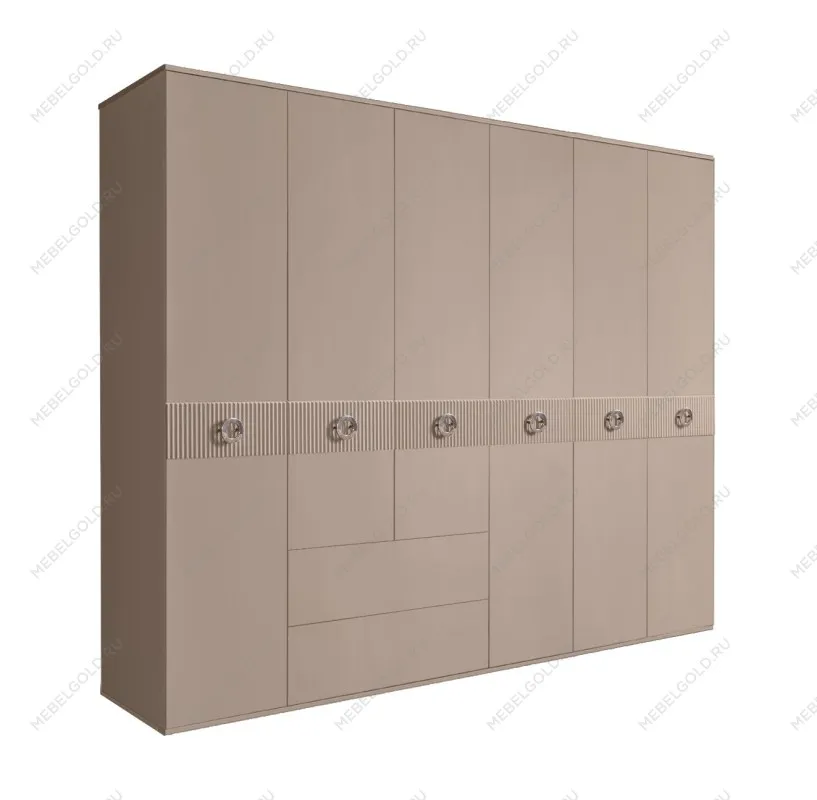 Шкаф 6-ти дверный с ящиками, Bogemia Fillini (Мокка/Хром) БМШ2/61(Fi)