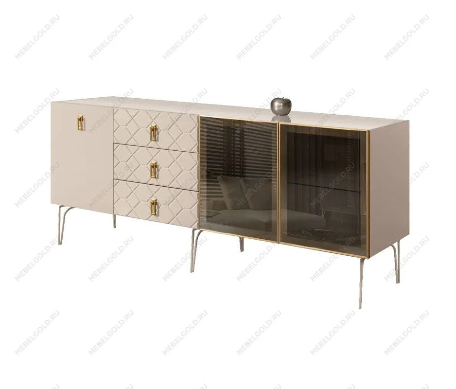 Комод 2.1м Bogemia Farfalle (Ваниль) (Lakobel/Золото) БМКМ-5(Fa)[5][10]
