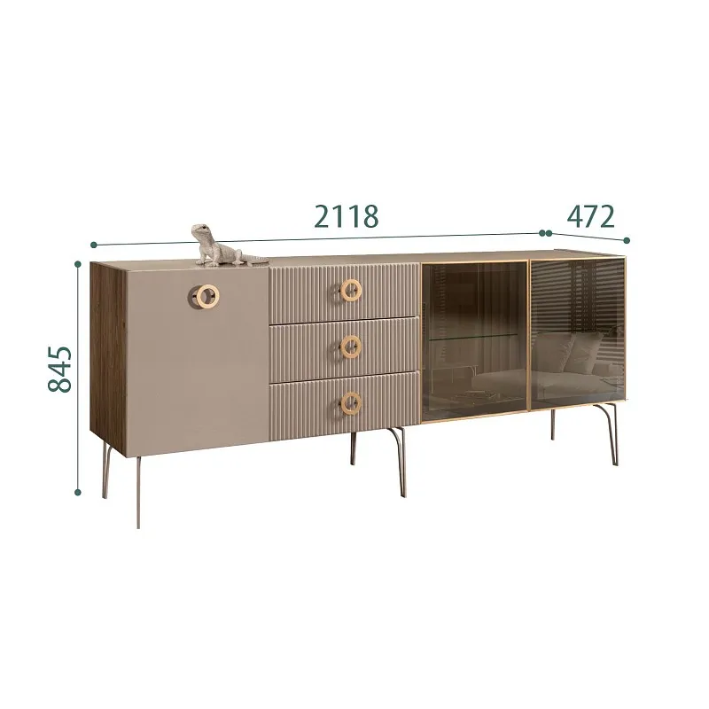Комод 2.1м Bogemia Woodline Fi (Мокка) (Lakobel/Золото) БМКМ-5[5][10]