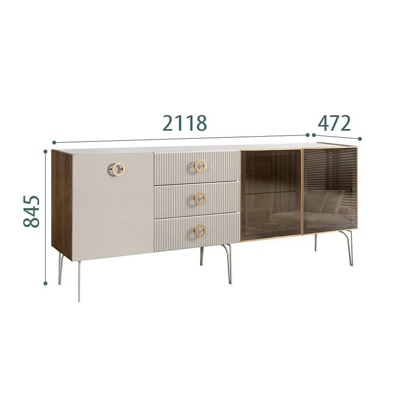 Комод 2.1м Bogemia Woodline Fi (Шелк) (Novabuk/Золото) БМКМ-5[5][10]