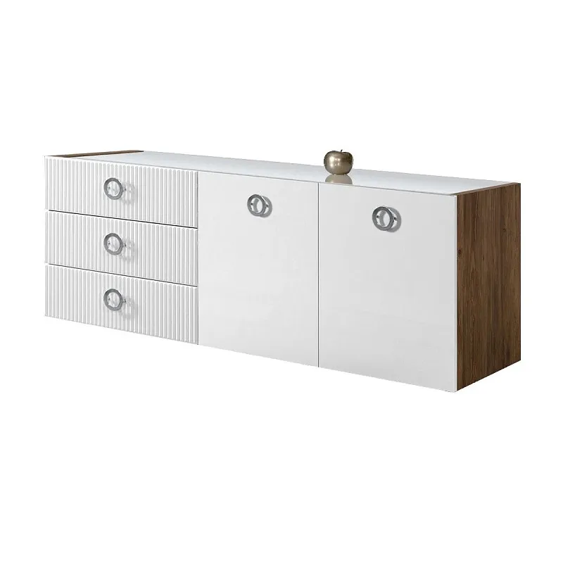 Комод 1.6м Bogemia Woodline Fly Fi (Белый) (Lakobel/Хром) БМКМ-4