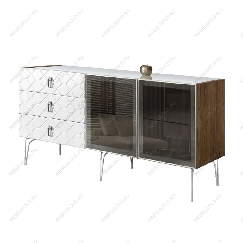 Комод 1.6м Bogemia Woodline Fa (Белый) (Lakobel/Хром) БМКМ-4[5]