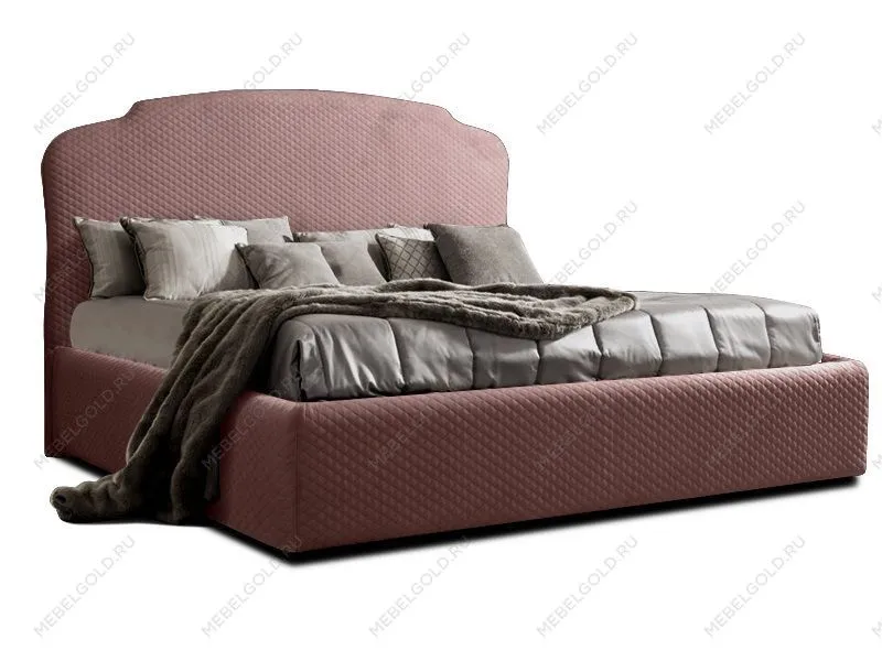 Кровать Римини 1,8 м, с подъемным механизмом (пепельно-розовый), РМКР180-1[3], стеганые царги