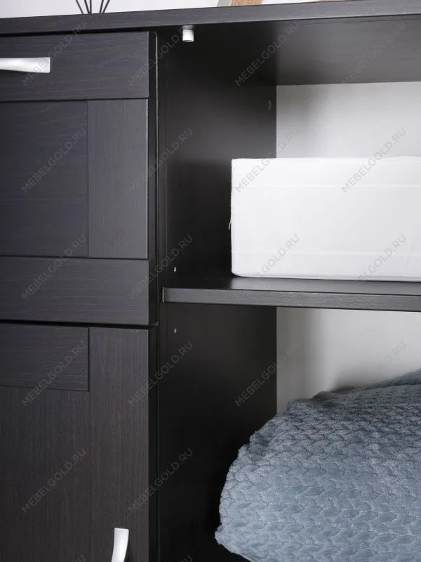 Тумба Сириус, 3 двери, 1 ящик, 117х41х124 см, дуб венге, черно-коричневая | изображение 4