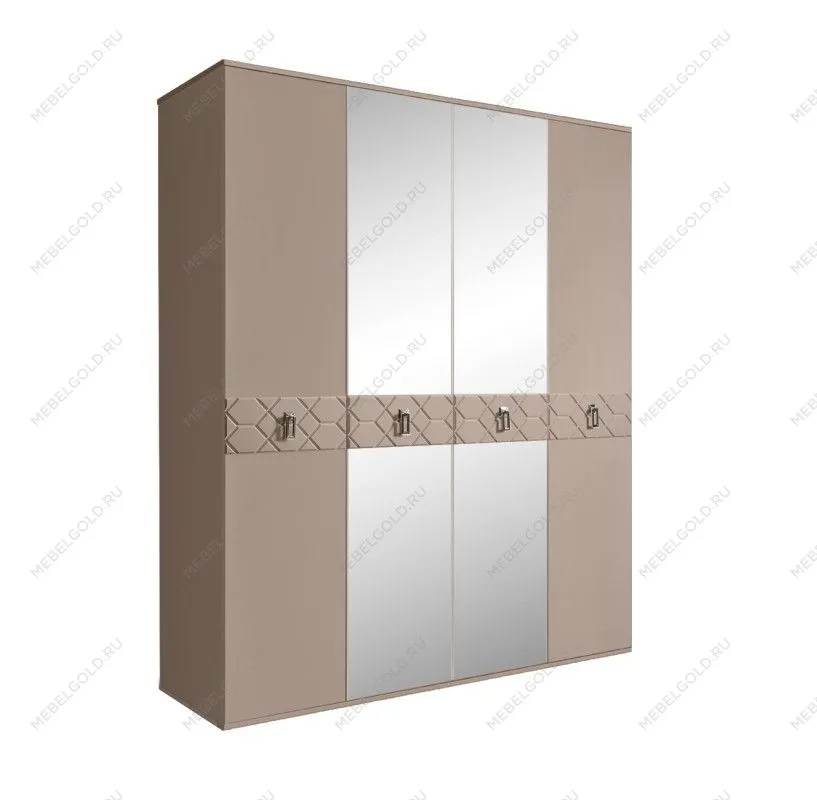 Шкаф 4-х дв. с зеркалами Bogemia Farfalle (Мокка/Хром) БМШ1/4(Fa)