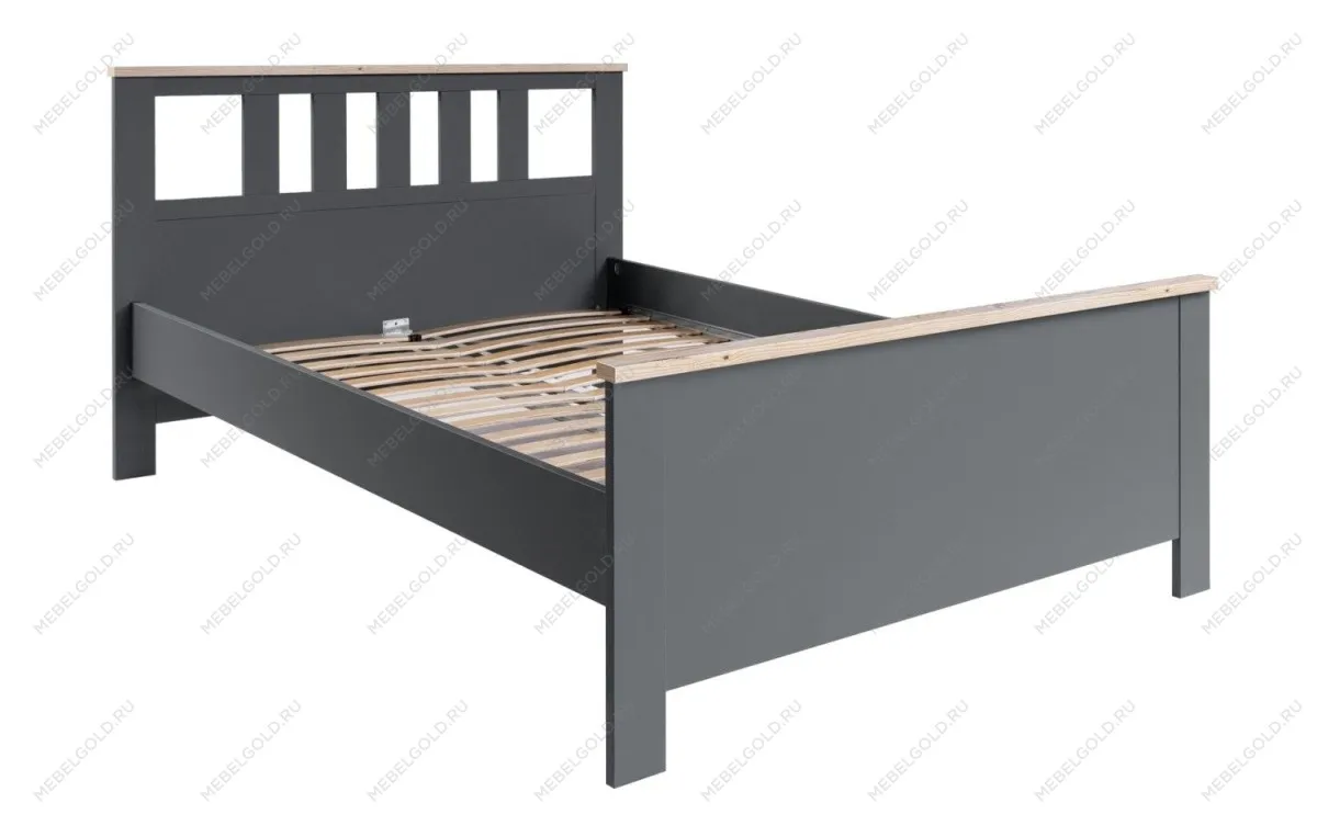 САГА кровать двойная 140х200 серая/ясень