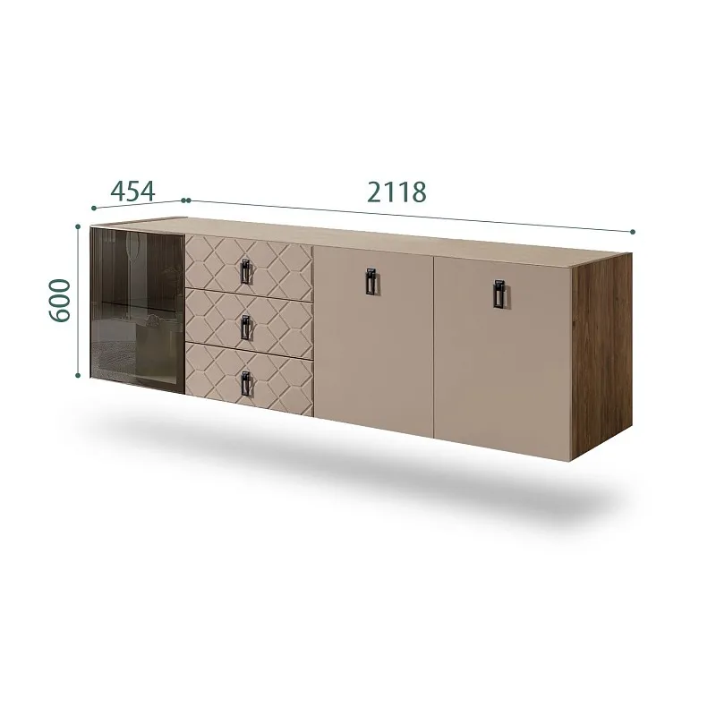 Комод 2.1м Bogemia Woodline Fly Fa (Мокка) (Novabuk/Черный) БМКМ-5[4]