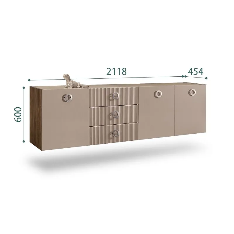 Комод 2.1м Bogemia Woodline Fly Fi (Мокка) (Lakobel/Хром) БМКМ-5