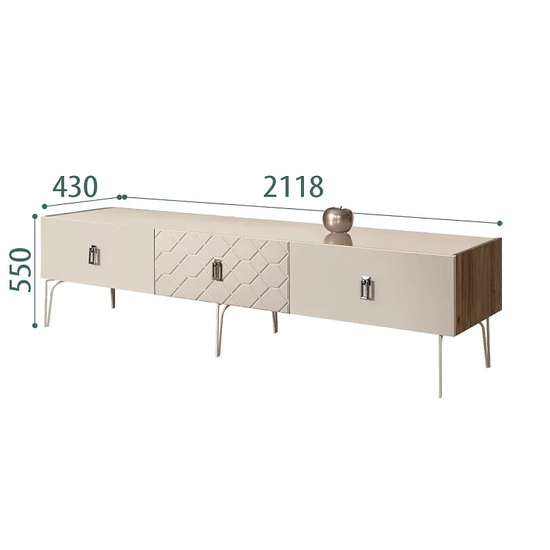 Тумба телевизионная 2.1м Bogemia Woodline Fa (Ваниль) (Lakobel/Хром) БМТ-2[10]
