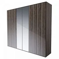 Шкаф 6-ти дверный с зеркалом Римини (Орех империя/Серебро) РМШ1/6