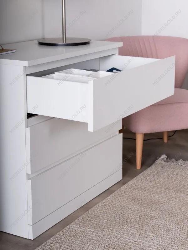 Комод Варма Прайм, 3 ящика, 80х77х48 см, эмаль, белый | изображение 4