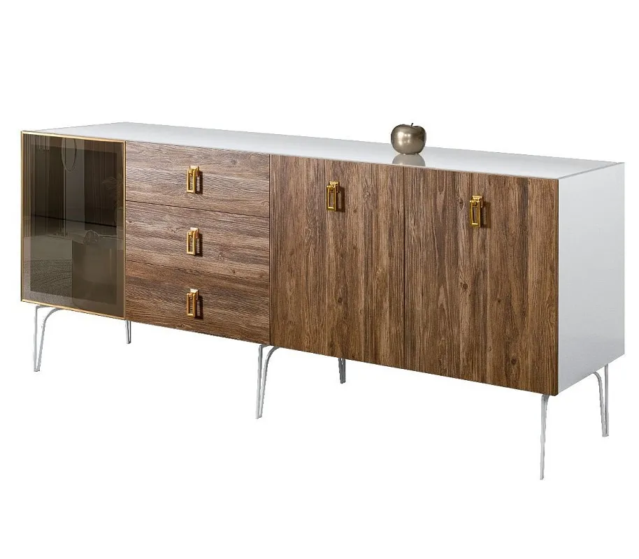 Комод 2.1м Bogemia Wood Fa (Белый) (Lakobel/Золото) БМКМ-5(Wo)[4]