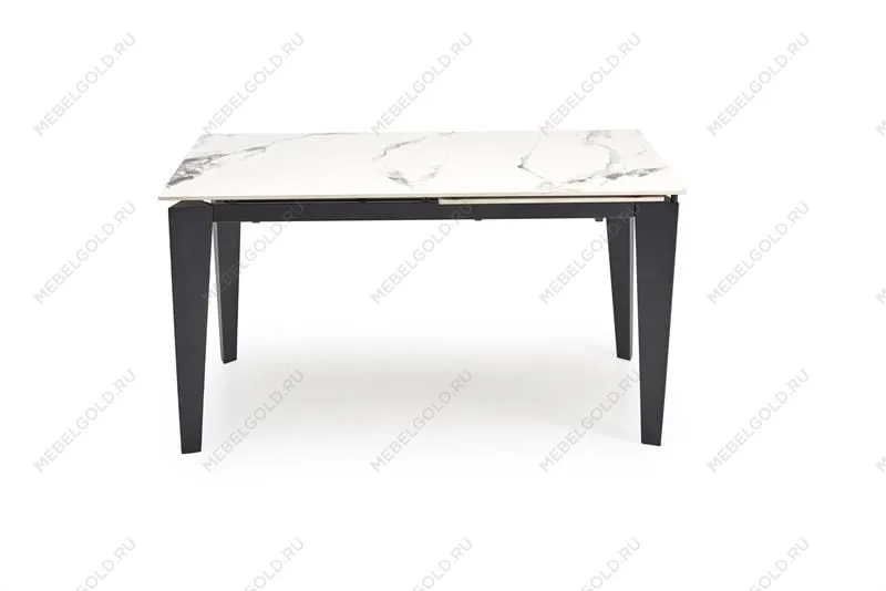 Стол обеденный Halmar FELIX раскладной (белый мрамор/черный) | изображение 1