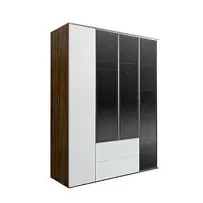 Шкаф 4-х дв. с ящиками Bogemia Woodline Air (Белый/Серебро) БМШ2/42(3)