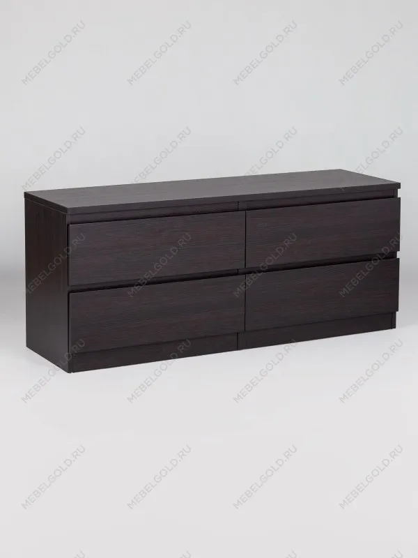 Тумба для ТВ Кастор, 4 ящика, 130х40х54 см, черная, дуб венге | изображение 7