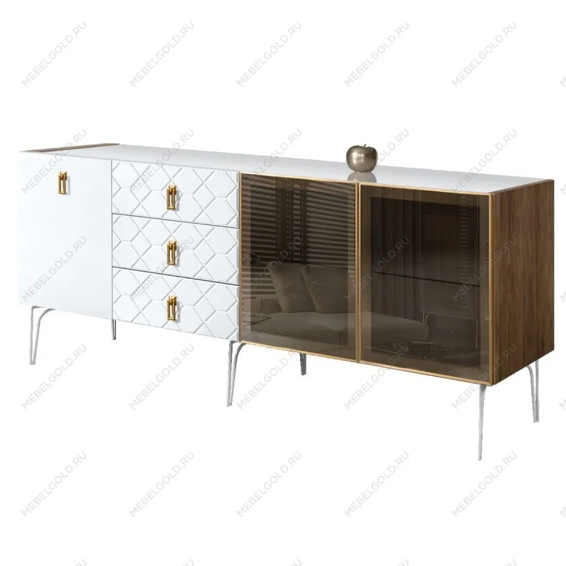 Комод 2.1м Bogemia Woodline Fa (Белый) (Lakobel/Золото) БМКМ-5[5][10]