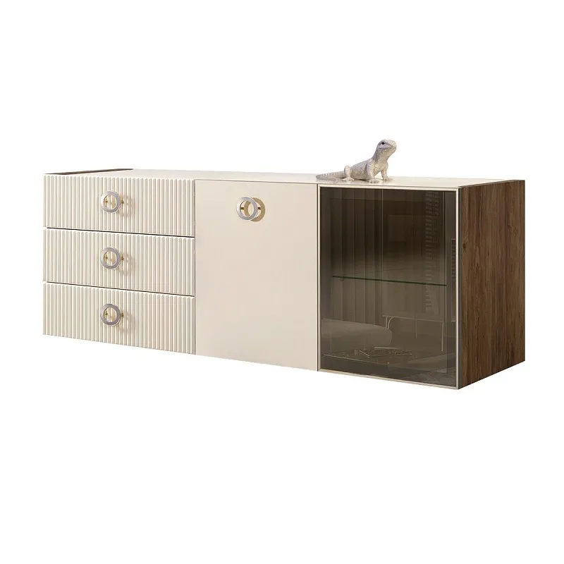Комод 1.6м Bogemia Woodline Fly Fi (Слоновая кость) (Lakobel/Хром) БМКМ-4[5][10]