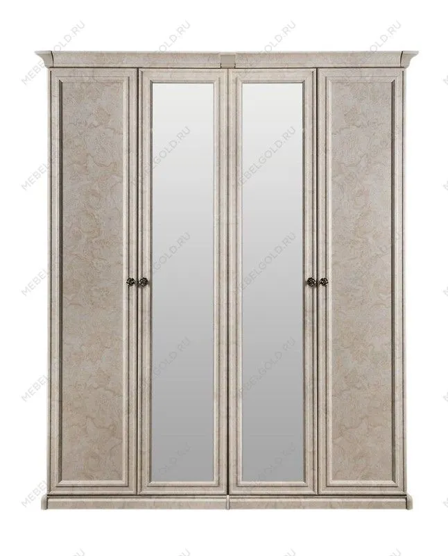 Шкаф Афина 4-дверный (2+2) с зеркалом крем корень | изображение 1