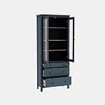 САГА шкаф с витриной 90 МОРУ темно-бирюзовый/ясень | изображение 1