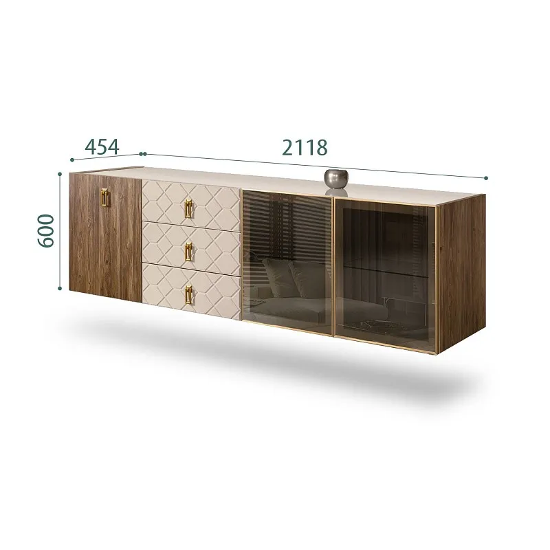 Комод 2.1м Bogemia Woodline Fly Wood Fa (Ваниль) (Lakobel/Золото) БМКМ-5[5][10]